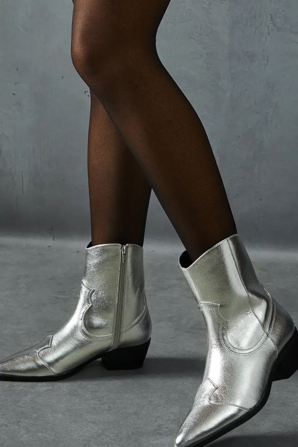 Western Leather Look Ankle Boots