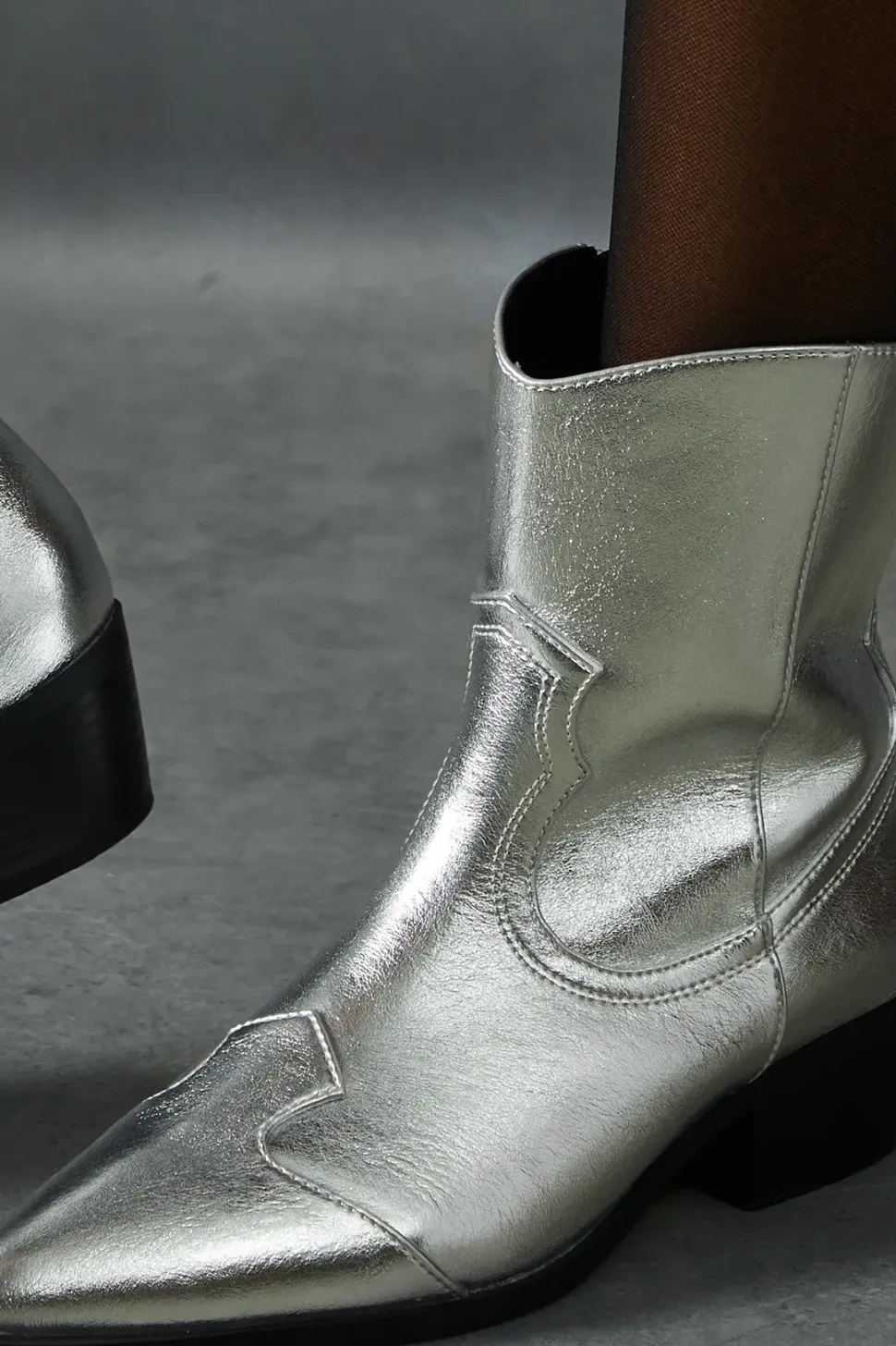 Western Leather Look Ankle Boots