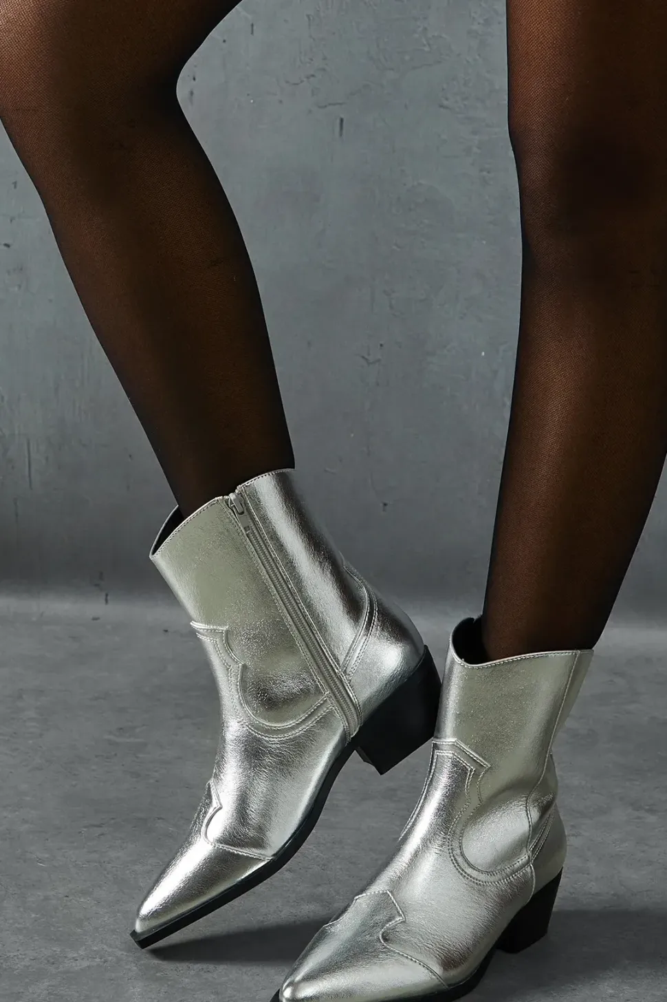 Western Leather Look Ankle Boots