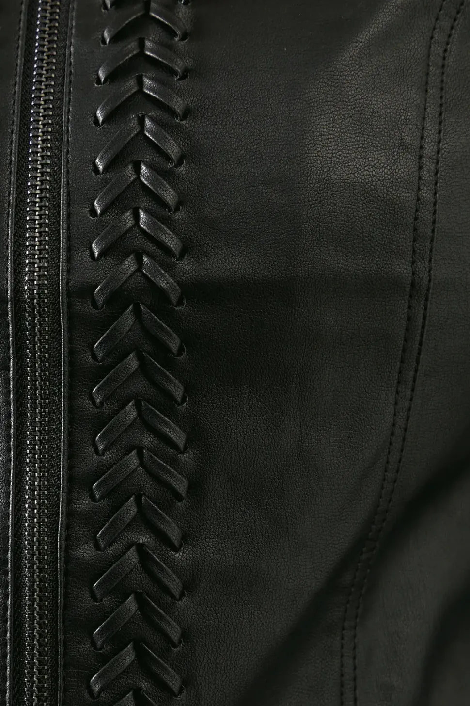 Whipstitch Detail Faux Leather Jacket