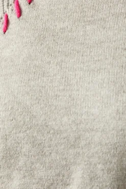 Whipstitch Pointelle Detail High Neck Jumper
