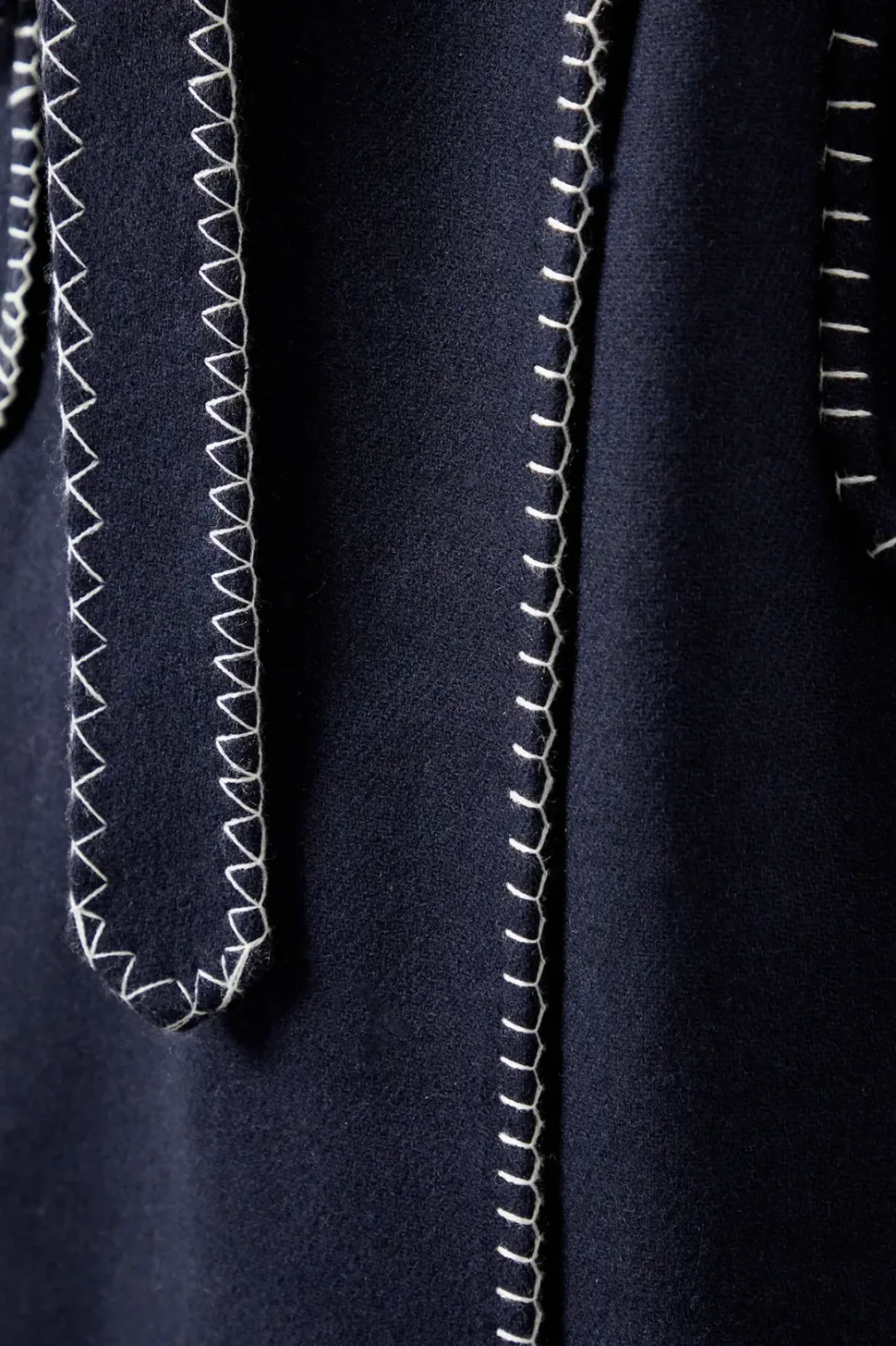 Whip stitch Shawl Collar Belted Coatblack