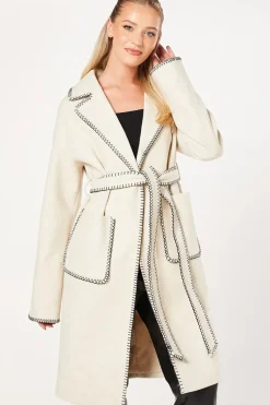 Whipstitch Wrap Midi Coat