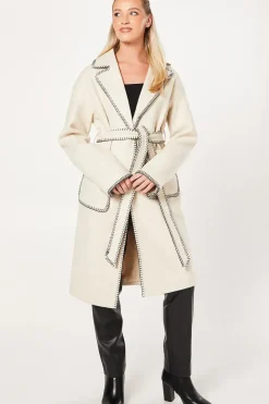 Whipstitch Wrap Midi Coat