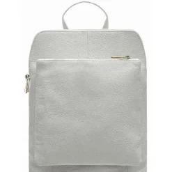 White Soft Pebbled Leather Pocket Backpack | BIYIE