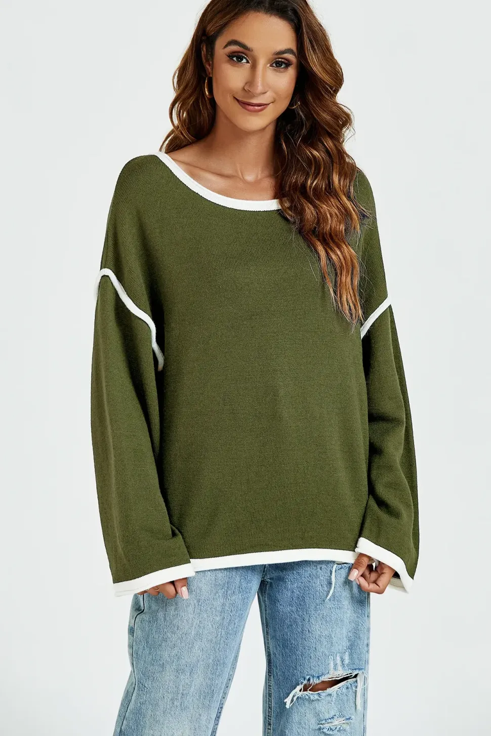 White Striped Oversized Jumper Top