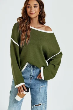 White Striped Oversized Jumper Top