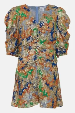 WH x The British Museum: The Charles Rennie Mackintosh Collection Sparkle Floral Ruched Mini Dress