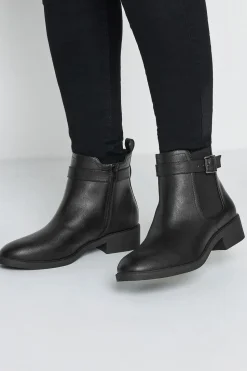 Wide & Extra Wide Fit Buckle Faux Leather Ankle Boots