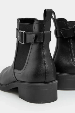 Wide & Extra Wide Fit Buckle Faux Leather Ankle Boots