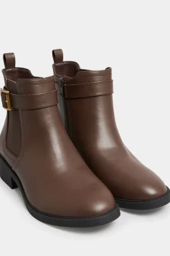 Wide & Extra Wide Fit Buckle Faux Leather Ankle Boots