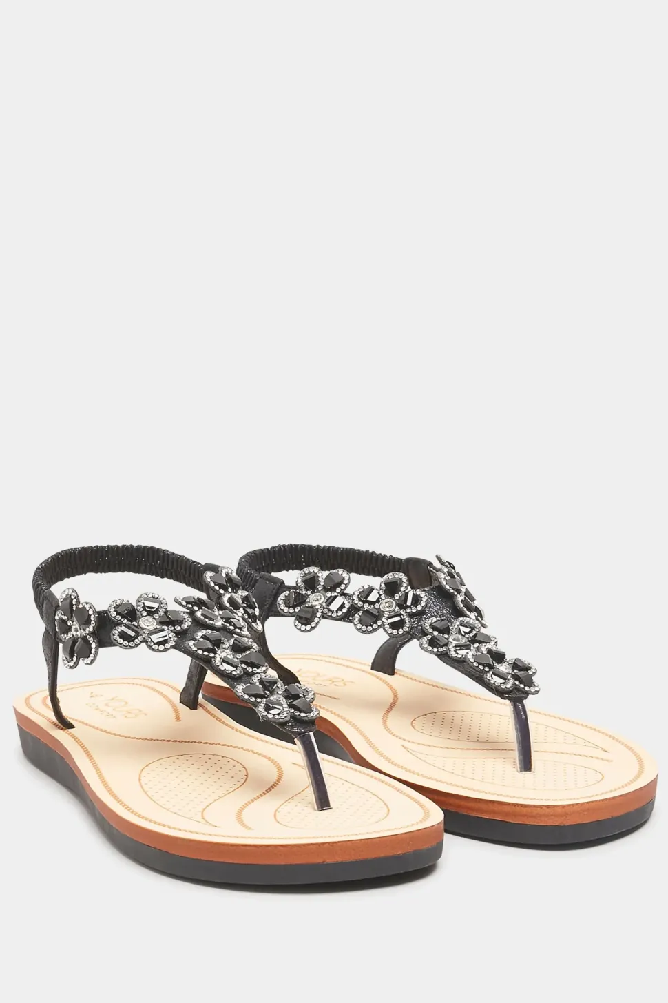 Wide & Extra Wide Fit Diamante Flower Sandals