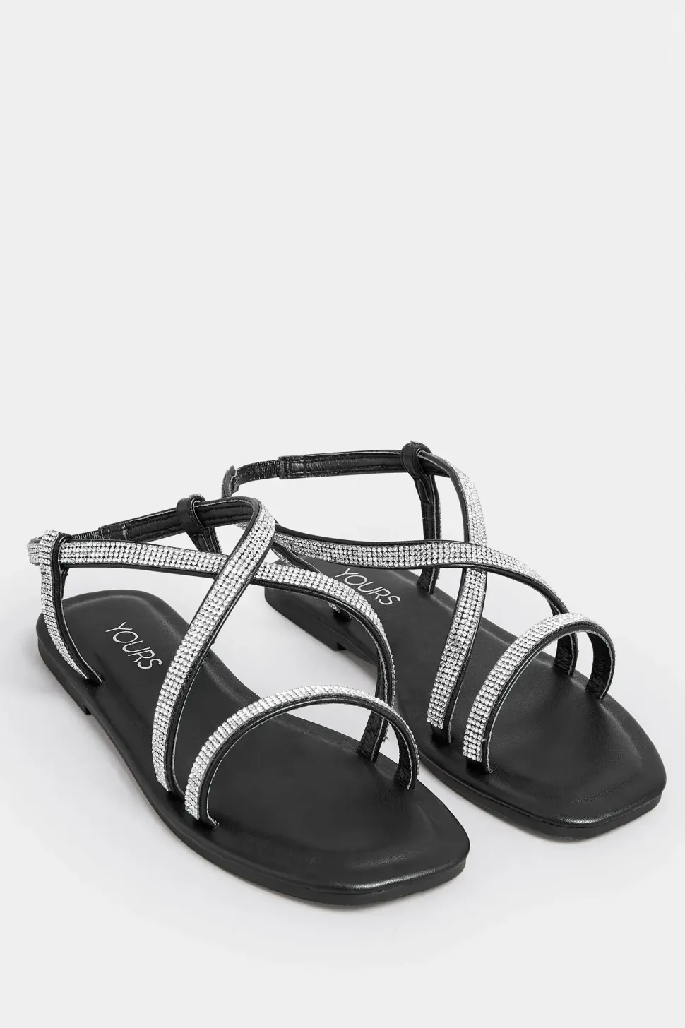 Wide & Extra Wide Fit Diamante Strap Sandals