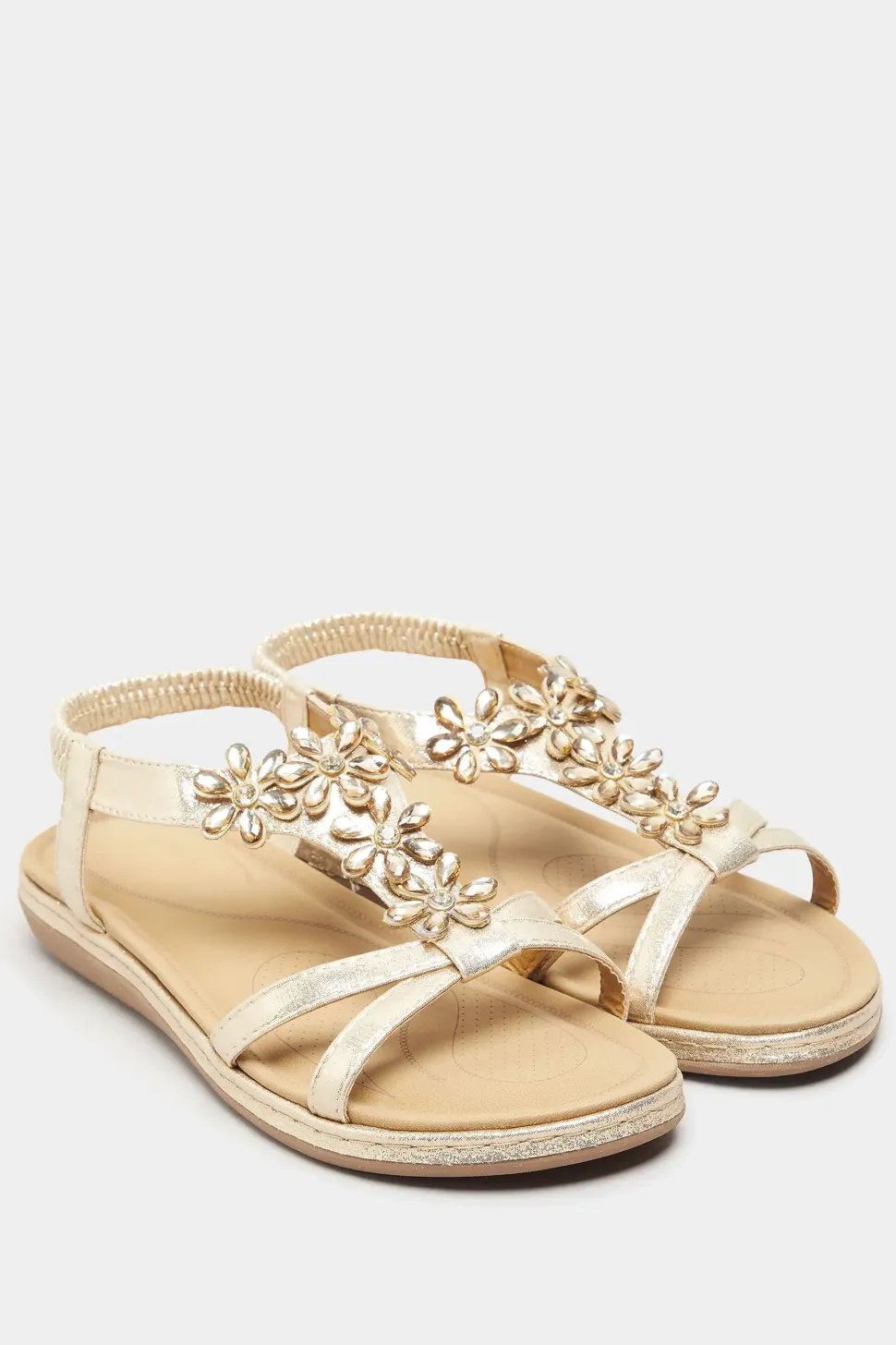 Wide & Extra Wide Fit Diamante Studded Sandals