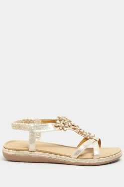 Wide & Extra Wide Fit Diamante Studded Sandals