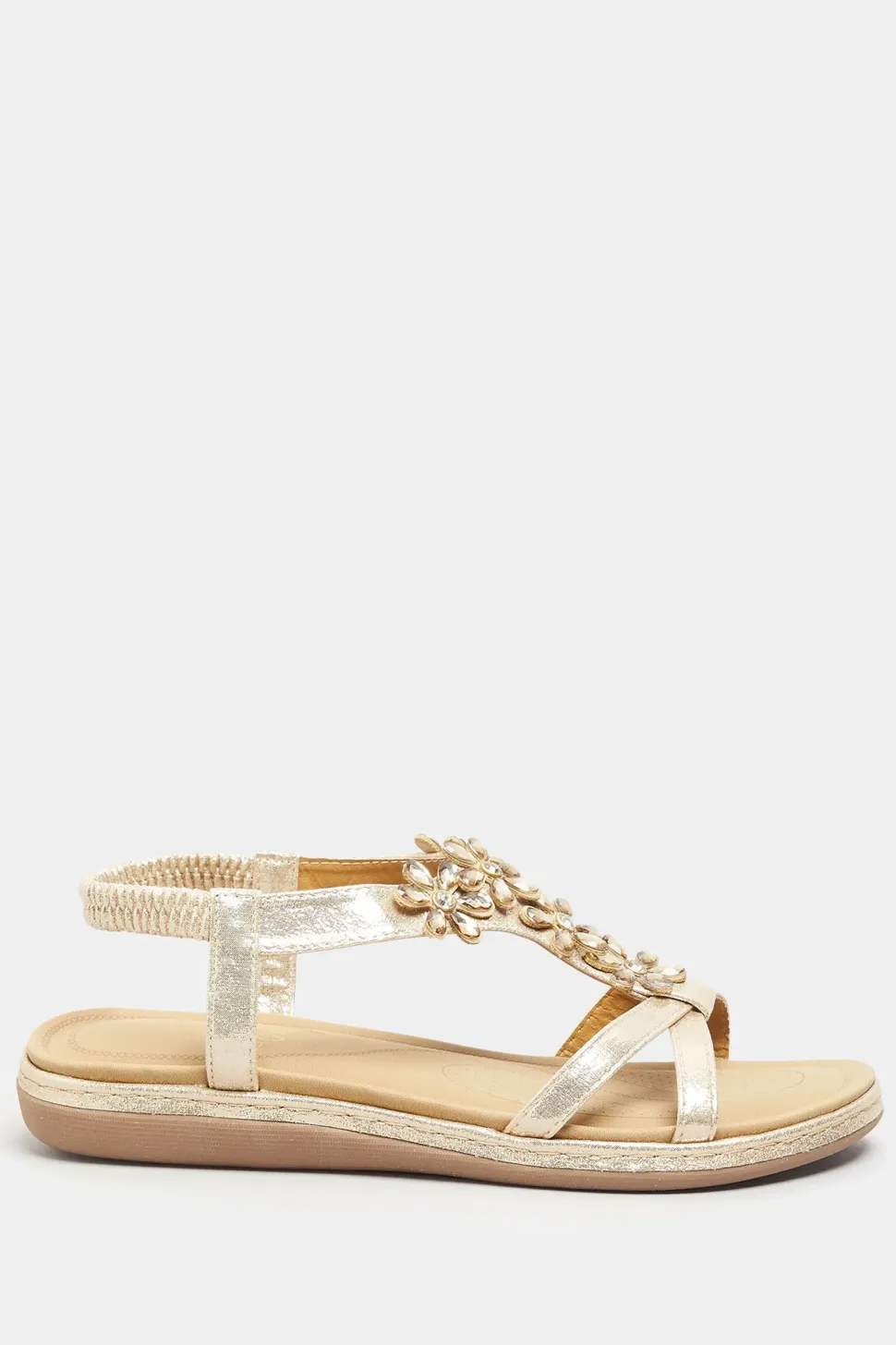 Wide & Extra Wide Fit Diamante Studded Sandals