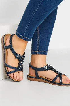 Wide & Extra Wide Fit Diamante Studded Sandals