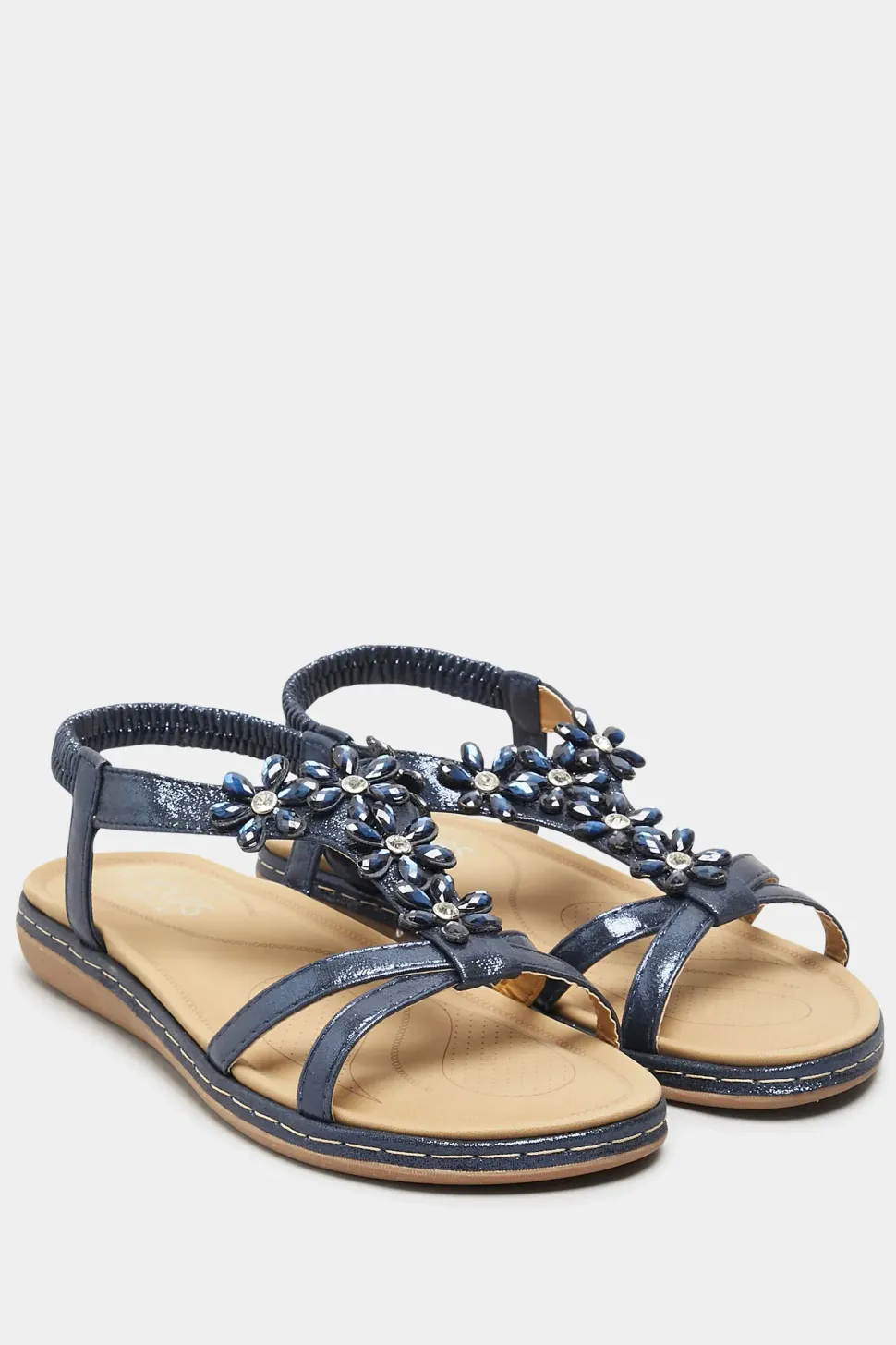 Wide & Extra Wide Fit Diamante Studded Sandals