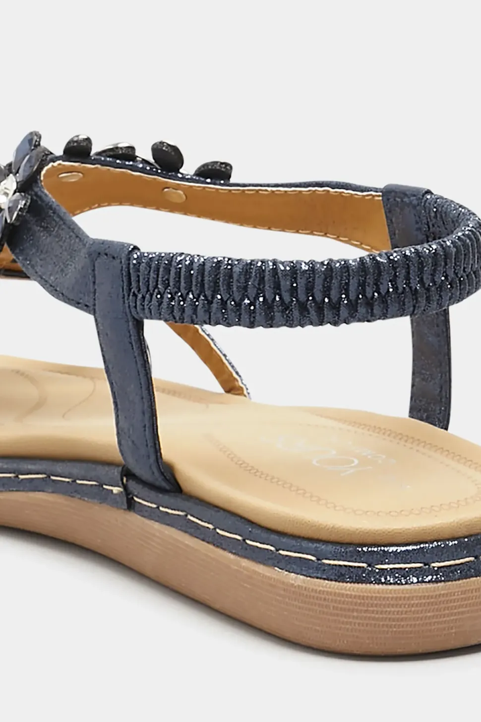 Wide & Extra Wide Fit Diamante Studded Sandals