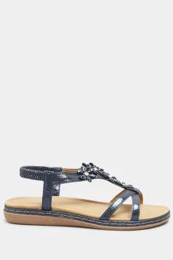 Wide & Extra Wide Fit Diamante Studded Sandals