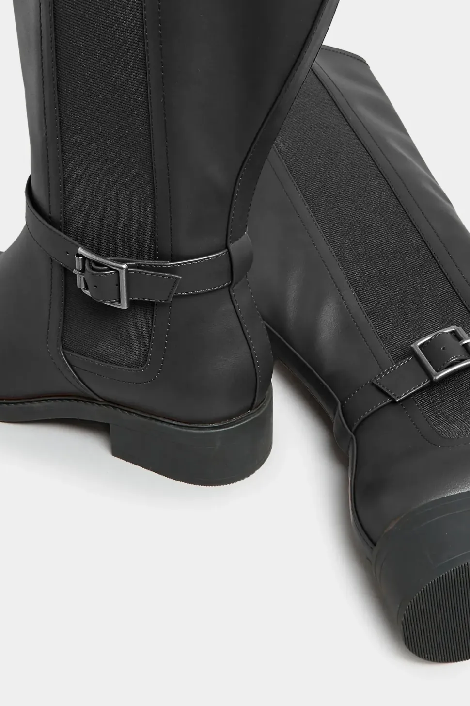 Wide & Extra Wide Fit Faux Leather Buckle Knee High Boots