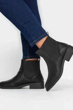 Wide & Extra Wide Fit Faux Leather Elasticated Chelsea Boots