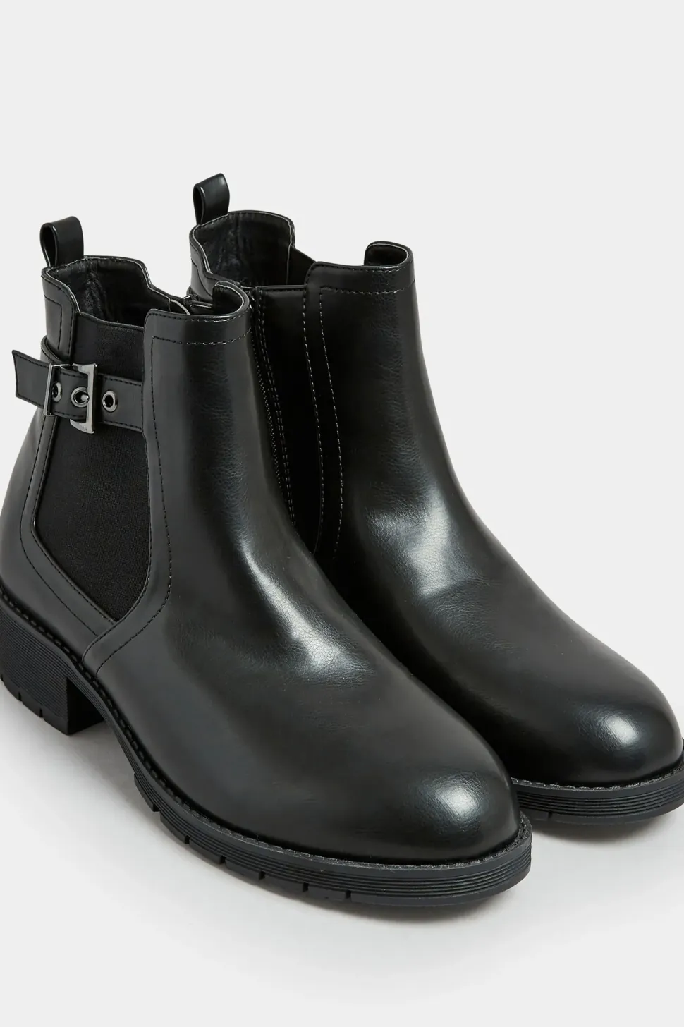 Wide & Extra Wide Fit Faux Leather Elasticated Chelsea Boots