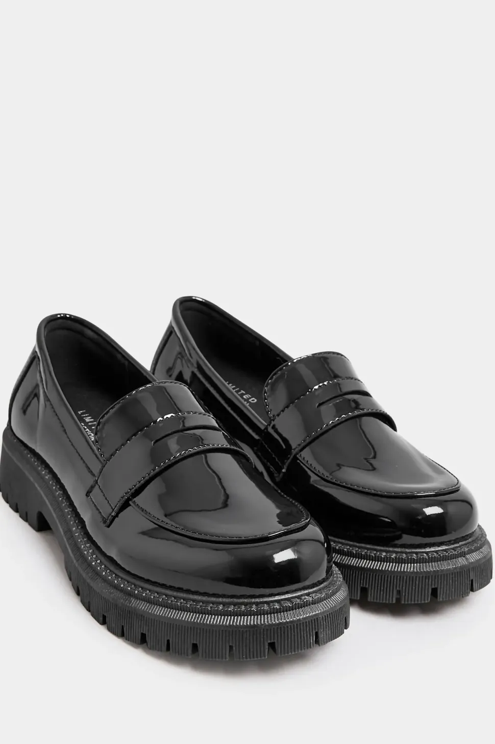 Wide & Extra Wide Fit Patent Chunky Saddle Loafers