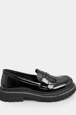 Wide & Extra Wide Fit Patent Chunky Saddle Loafers