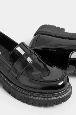 Wide & Extra Wide Fit Patent Chunky Saddle Loafers