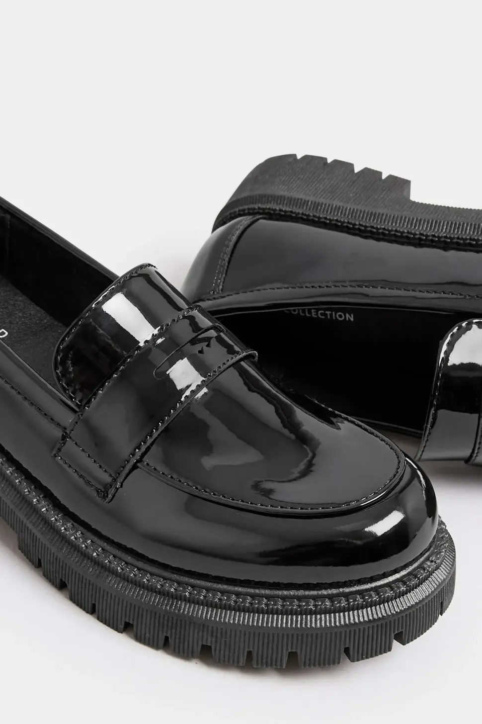 Wide & Extra Wide Fit Patent Chunky Saddle Loafers