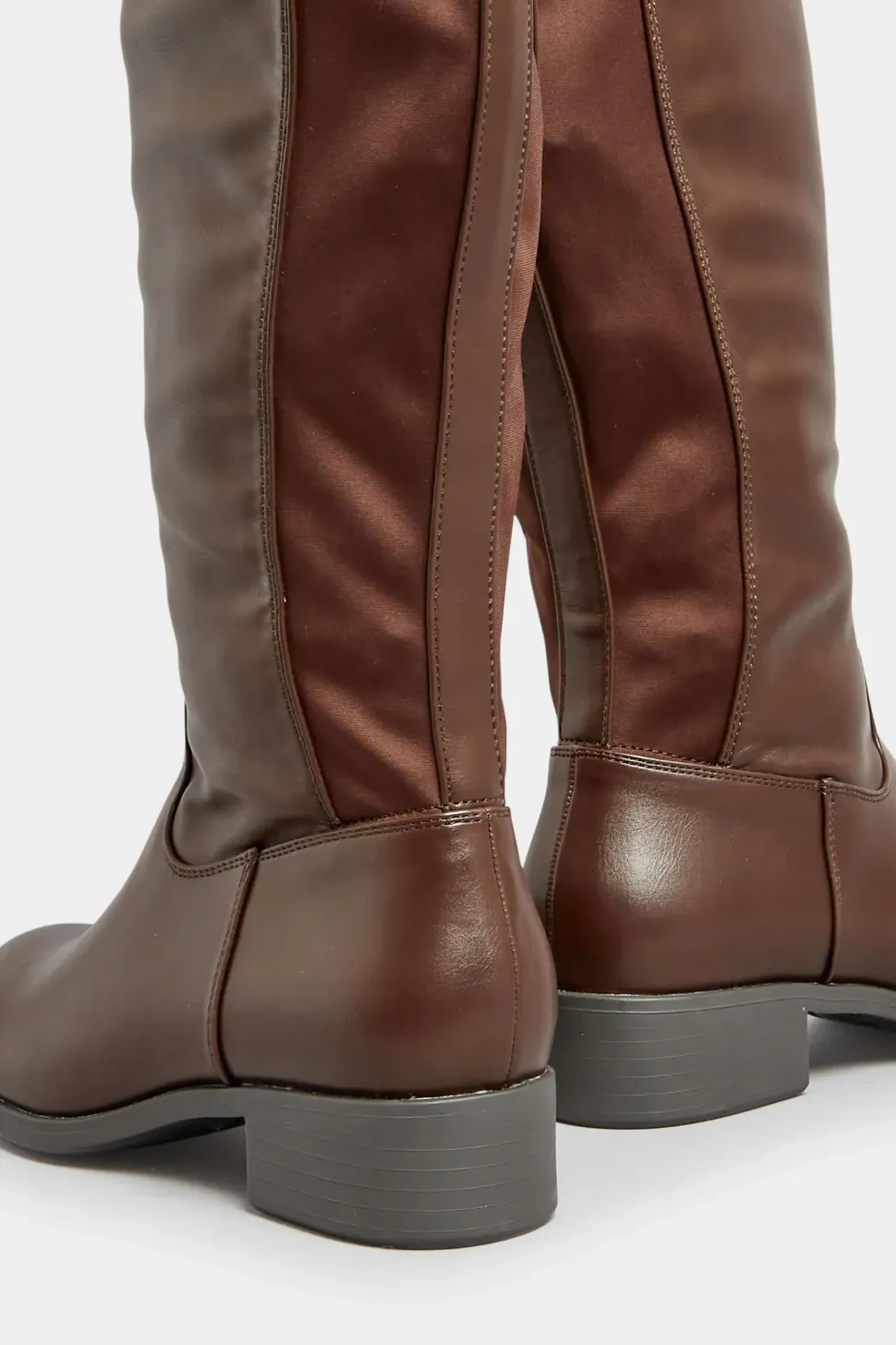 Wide & Extra Wide Fit PU Stretch Heeled Knee High Boots