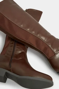 Wide & Extra Wide Fit PU Stretch Heeled Knee High Boots