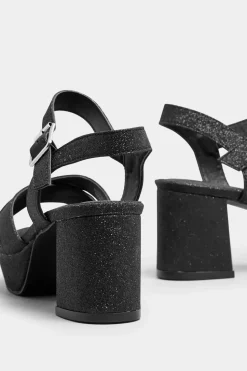 Wide Fit & Extra Wide Fit Cross Over Strap Glitter Heels