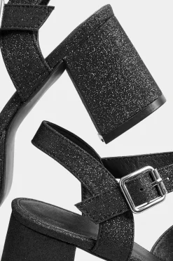 Wide Fit & Extra Wide Fit Cross Over Strap Glitter Heels