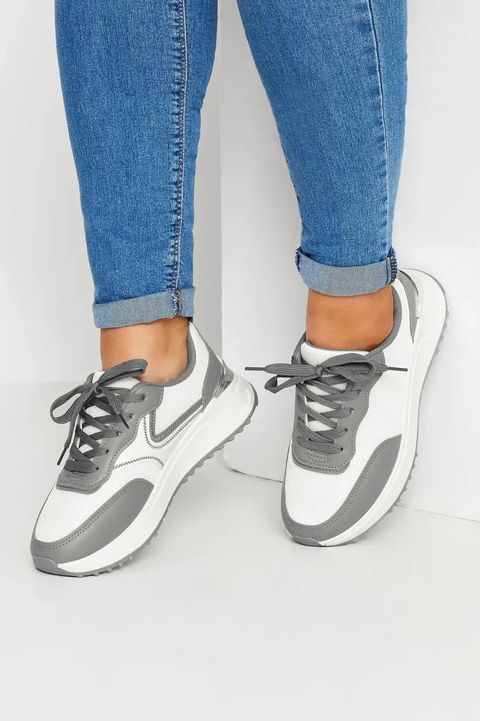Wide Fit Contrast Chunky Trainers