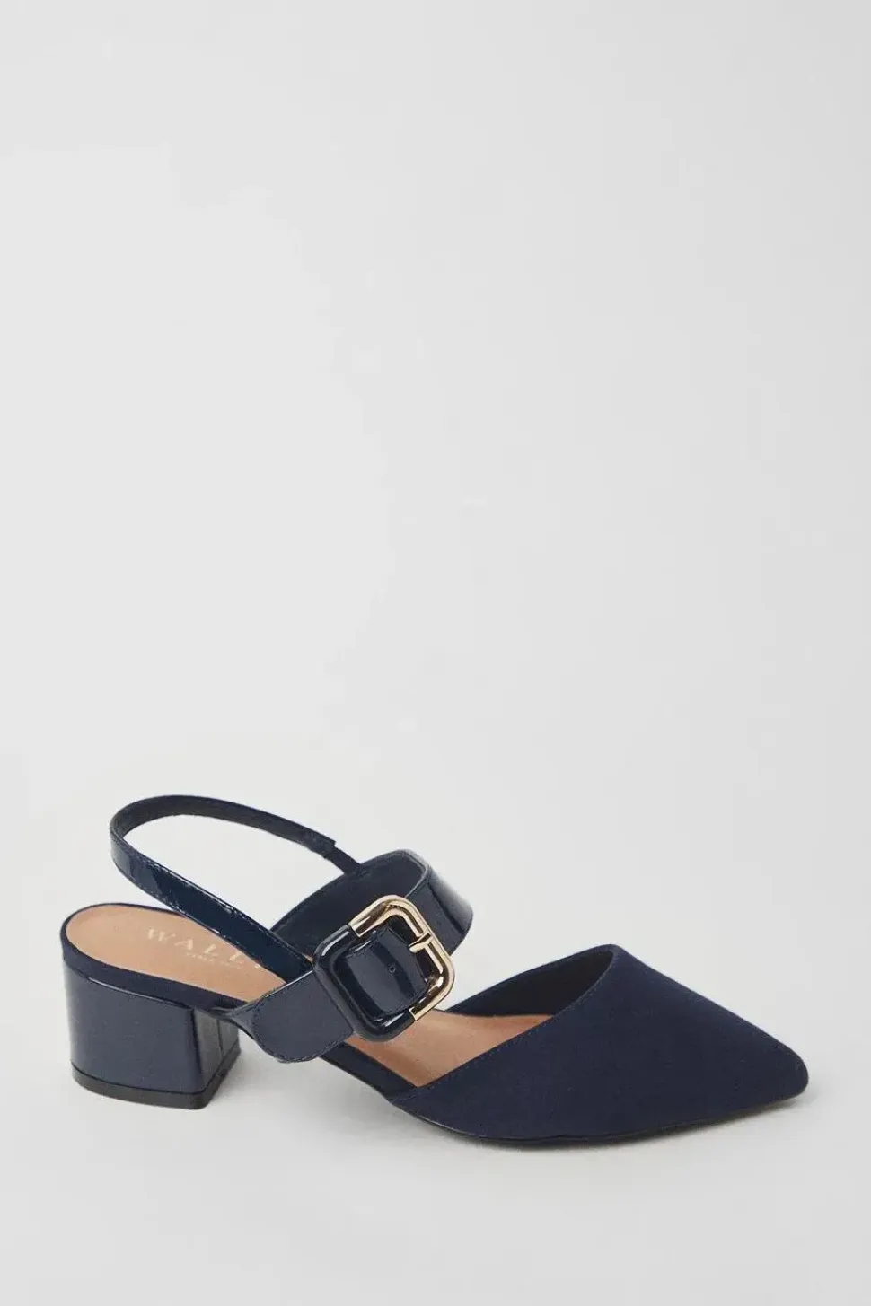 Wide Fit Darby Two Part Slingback Buckle Detail Court Shoes