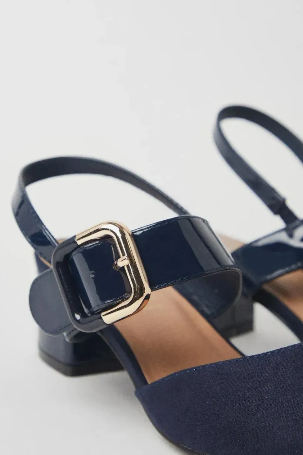 Wide Fit Darby Two Part Slingback Buckle Detail Court Shoes