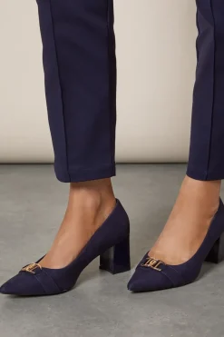 Wide Fit Darcy Pointed Trim Detail Block Heel Court