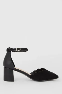 Wide Fit Darling Scallop Detail Two Part Court Shoes