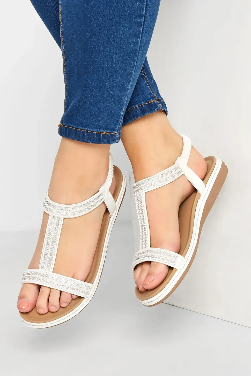 Wide Fit Diamante Studded Sandals