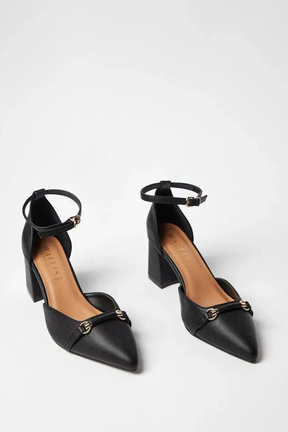 Wide Fit Dolly Snaffle Detail Medium Block Heel Court Shoes