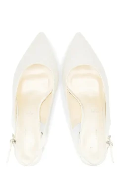 Wide Fit Dyeable Satin 'Bessy' Mid Block Heel Sling Back Court Shoe