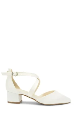 Wide Fit Dyeable Satin 'Blanche' Mid Block Heel Court Shoes