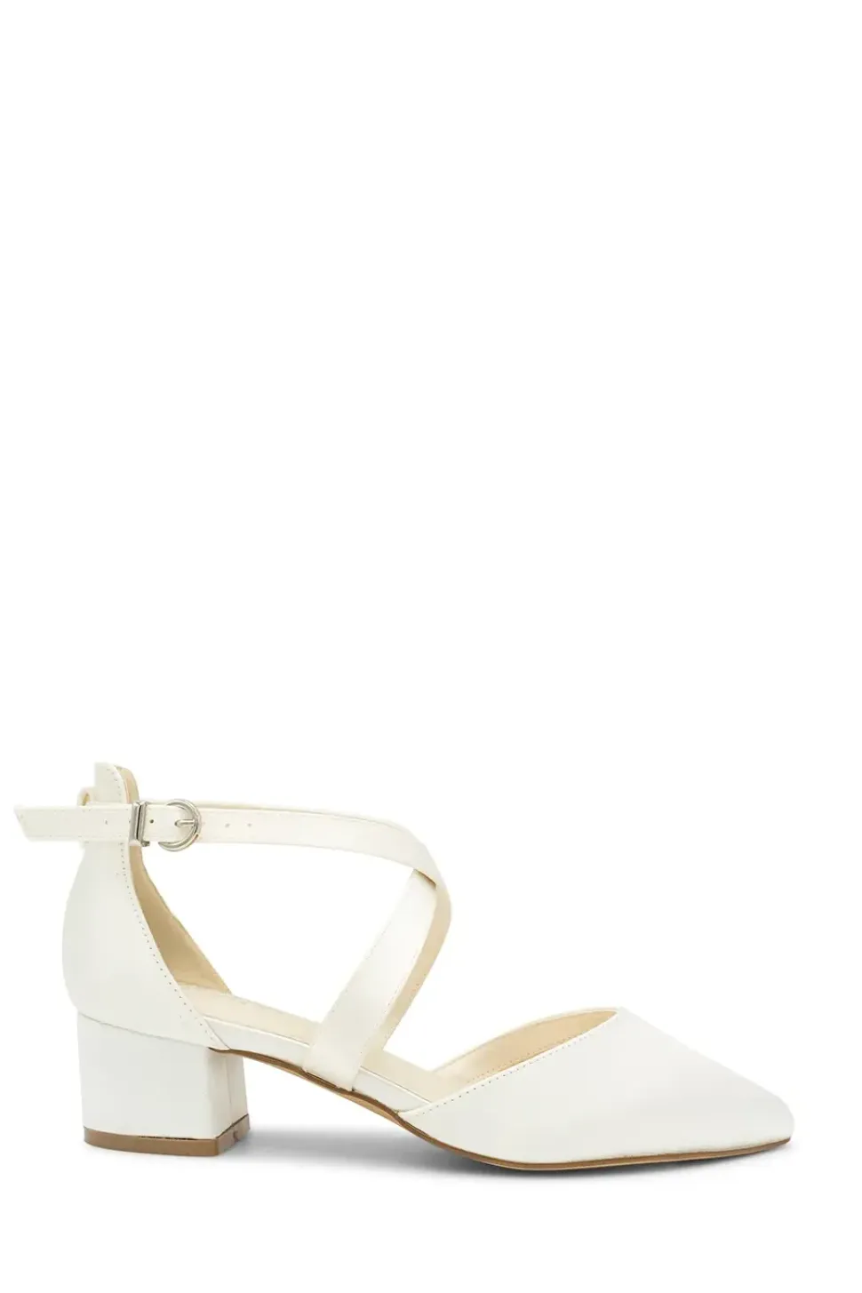 Wide Fit Dyeable Satin 'Blanche' Mid Block Heel Court Shoes