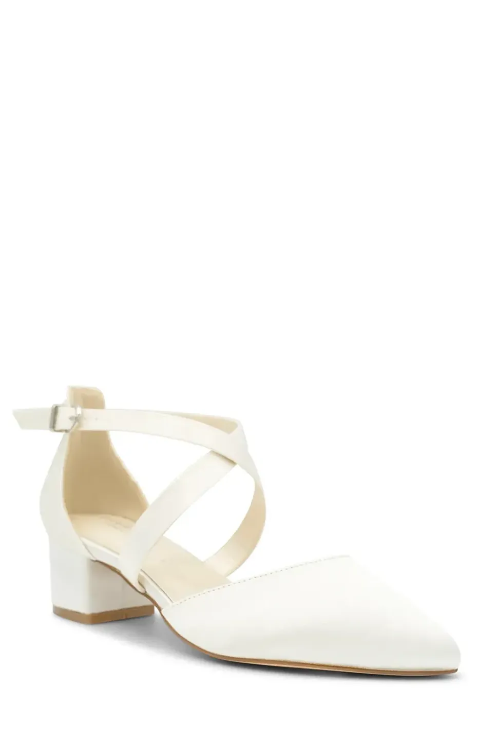 Wide Fit Dyeable Satin 'Blanche' Mid Block Heel Court Shoes