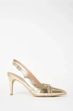Wide Fit Ebony Lattice Detail Slingback Stiletto Court Shoes