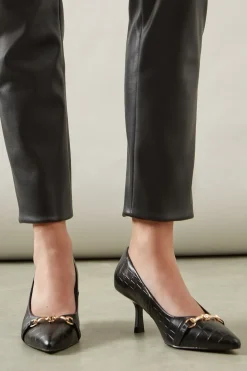 Wide Fit Esme Snaffle Detail Mid Heel Court Shoes