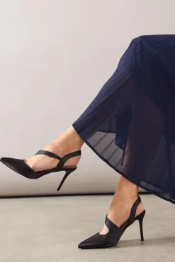 Wide Fit Everly Satin Asymmetric Pointed Stiletto High Heel Courts