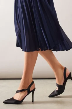 Wide Fit Everly Satin Asymmetric Pointed Stiletto High Heel Courts